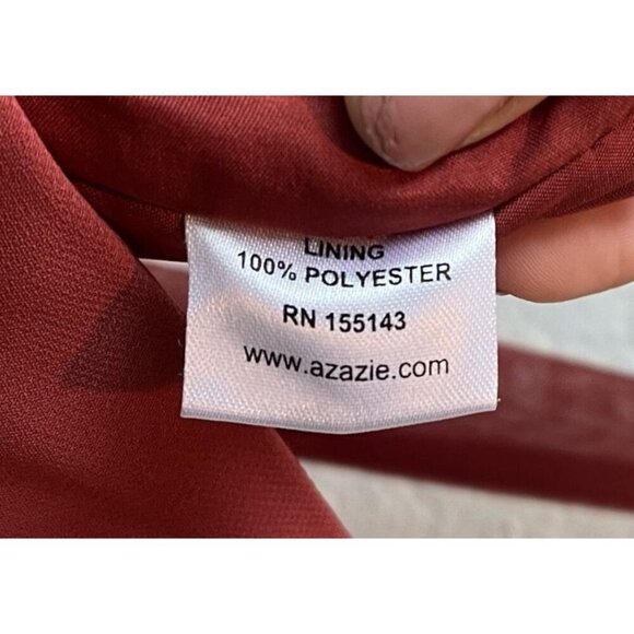 Azazie Manila Bridesmaid Dress Size 6 Rust V-Neck Chiffon Maxi Long Side Slit - Picture 12 of 12